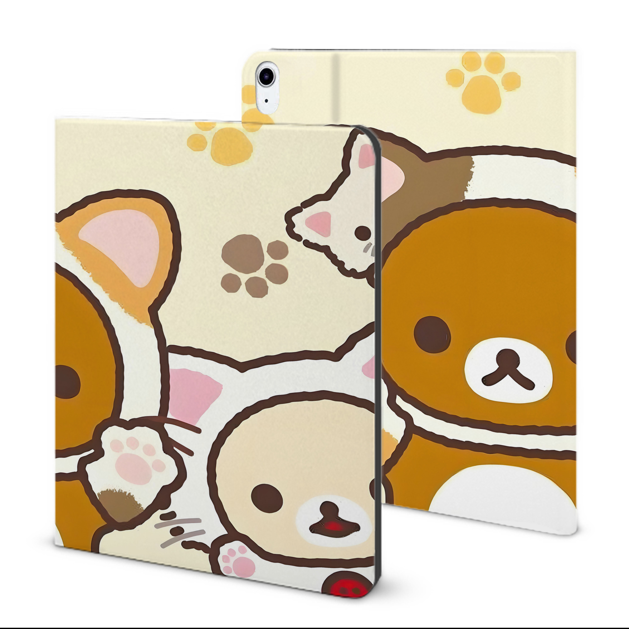 （画像用） リラックマ リラックマ キイロイトリ Rilakkuma Korilakkuma Kiiroitori IPad ケース ブック型 PUレザー TPU 耐衝撃 軽量 薄型 ペン収納なし 全面保護 IPad 各モデル対応